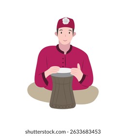 Man playing drums illustration good for flyers community events and Islamic themed