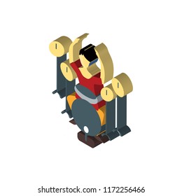 man playing drums isometric left top view 3D icon
