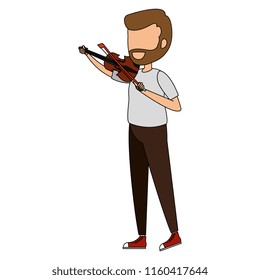 man playing fiddle character