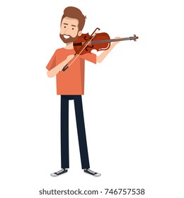 man playing fiddle character