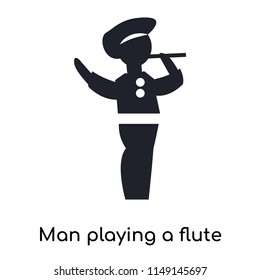 Man playing a flute icon vector isolated on white background for your web and mobile app design, Man playing a flute logo concept