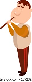 Homem tocando flauta, ilustração, vetor sobre fundo branco
