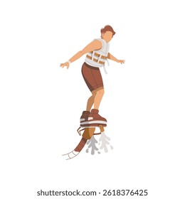 man playing flyboard isolated illustration