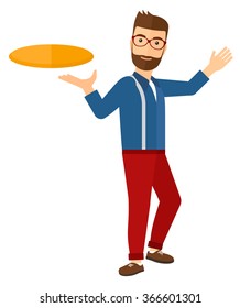 Man playing with a flying disc.