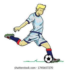 man playing football cartoon isolated on white background