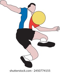 man playing football freesyle hand draw illustration
