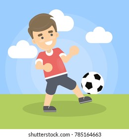 Man playing football in the park. Healthy lifestyle.