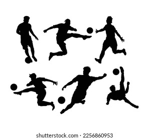 Man playing football, silhouette illustration vector tournament soccer worldcup element team bundle set editable