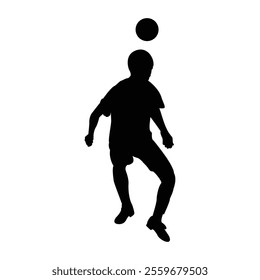 Man playing football silhouette isolated on white background