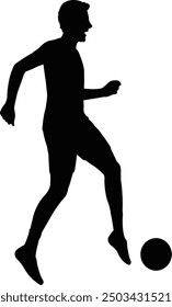 a man playing football silhouette vector