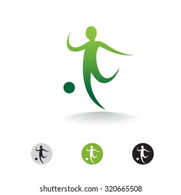 Man playing football. Vector logo design template.