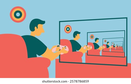 man playing a game in the living room