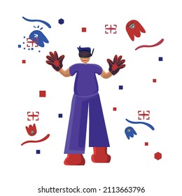 A man playing game on white background