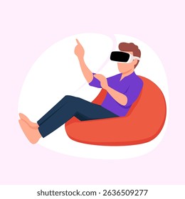 man playing game with vr glasses