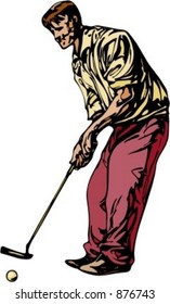 Man playing golf 22. Pantone colors.