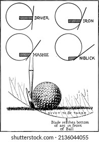 Man Playing Golf Hand Placement Instruction Diagram Illustration Sketch Vector