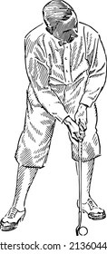 Man Playing Golf Hand Placement Instruction Diagram Illustration Sketch Vector