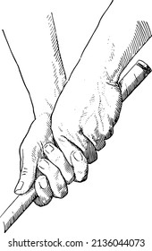 Man Playing Golf hand placement instruction diagram illustration sketch vector