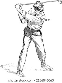 Man Playing Golf Hand Placement Instruction Diagram Illustration Sketch Vector