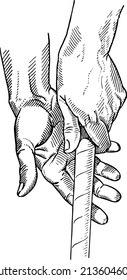 Man Playing Golf hand placement instruction diagram illustration sketch vector