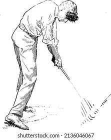 Man Playing Golf Hand Placement Instruction Diagram Illustration Sketch Vector