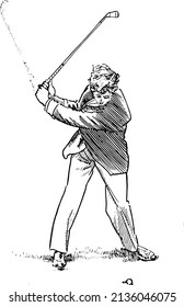 Man Playing Golf Hand Placement Instruction Diagram Illustration Sketch Vector