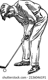 Man Playing Golf hand placement instruction diagram illustration sketch vector