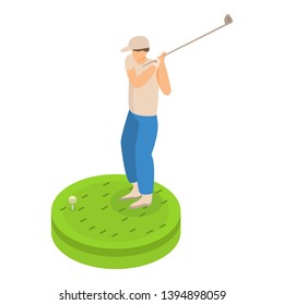 Man playing golf icon. Isometric of man playing golf vector icon for web design isolated on white background