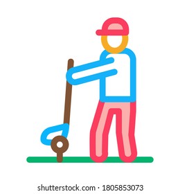 Man Playing Golf Icon Vector. Outline Man Playing Golf Sign. Isolated Contour Symbol Illustration