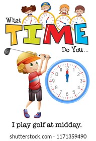 A man playing golf at middat illustration