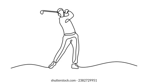 Hombre Jugando Golf En Línea Continua De Una Línea De Arte Editable