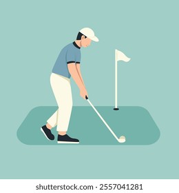 man playing golf in an open field
