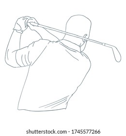 man playing golf outline sport vector illustration outline 