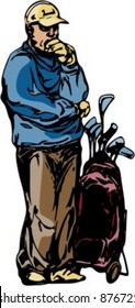 Man playing golf. Pantone colors. Check my portfolio for many more images of this series.