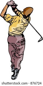 Man playing golf. Pantone colors. Check my portfolio for many more images of this series.