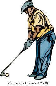 Man playing golf. Pantone colors. Check my portfolio for many more images of this series.