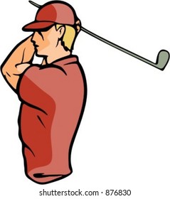 Man playing golf. Pantone Colors. Very clean vectors.