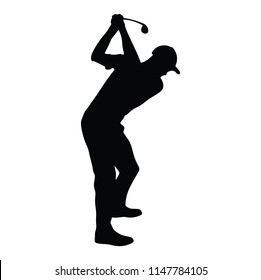 Man playing golf, silhouette.