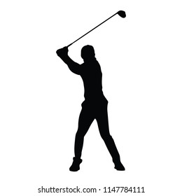 Man Playing Golf, Silhouette.