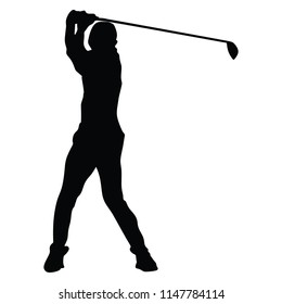 Man playing golf, silhouette.