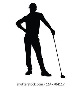 Man playing golf, silhouette.