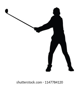 Man playing golf, silhouette.
