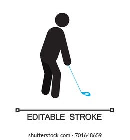 Man playing golf silhouette icon. Sport. Isolated vector illustration. Healthy lifestyle. Editable stroke