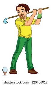 Man Playing Golf, vector illustration
