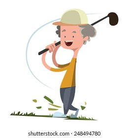 Man playing golf vector illustration cartoon character