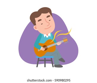 The man playing the guitar.