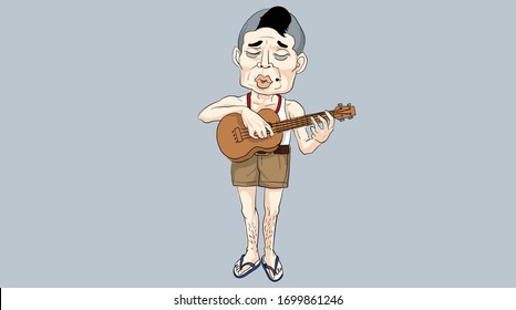 man playing guitar, man action vector