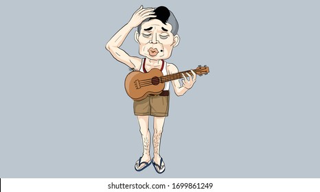 man playing guitar, man action vector