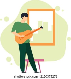  Man Playing Guitar Beside the Window