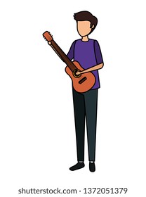 man playing guitar character